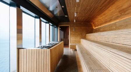 Sauna with panoramic windows